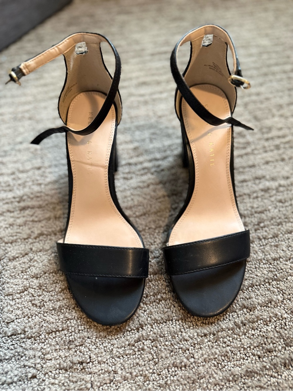 Kelly & Katie Black Ankle-Strap Block Heels